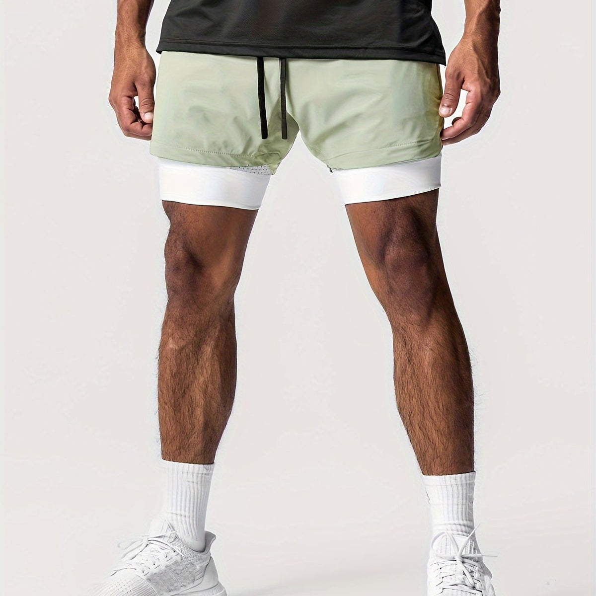 Men's 2-in-1 Compression Lined Gym Shorts with Zip Pocket