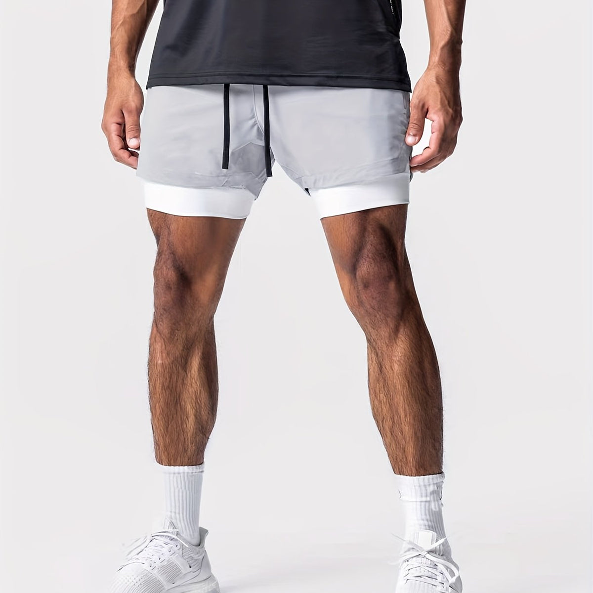 Men's 2-in-1 Compression Lined Gym Shorts with Zip Pocket