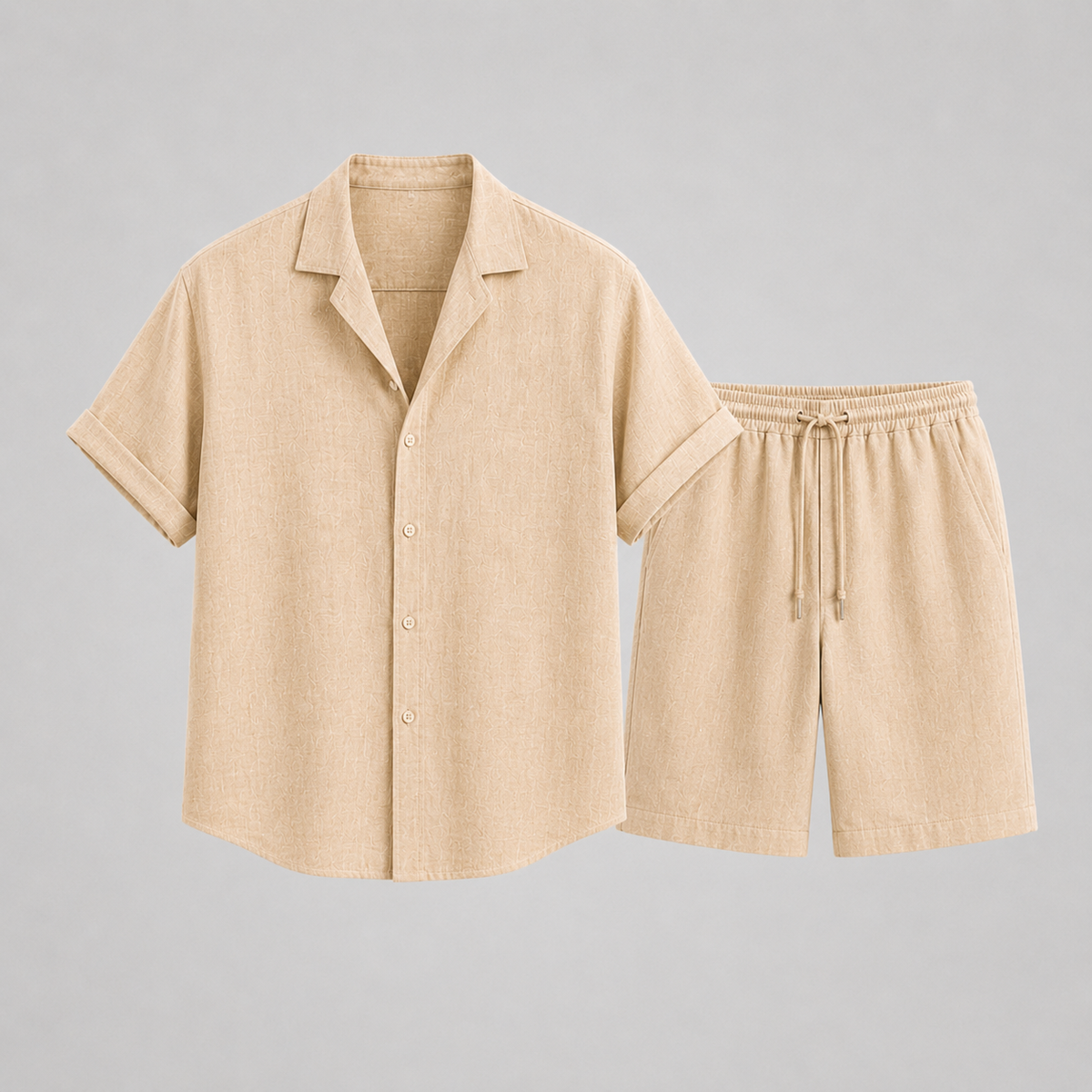 Men's camp collar shirt and shorts set – colour option