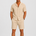 Men's camp collar shirt and shorts set – colour option