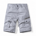 Men's cotton below-knee cargo shorts with zip and flap pockets