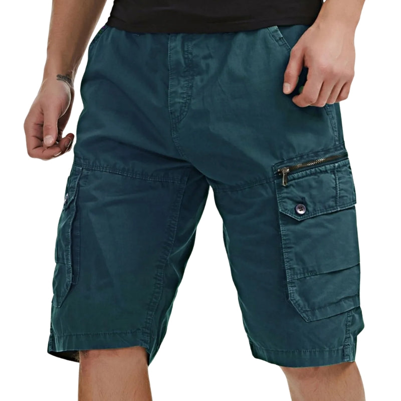 Men's cotton long cargo shorts – pocket detail