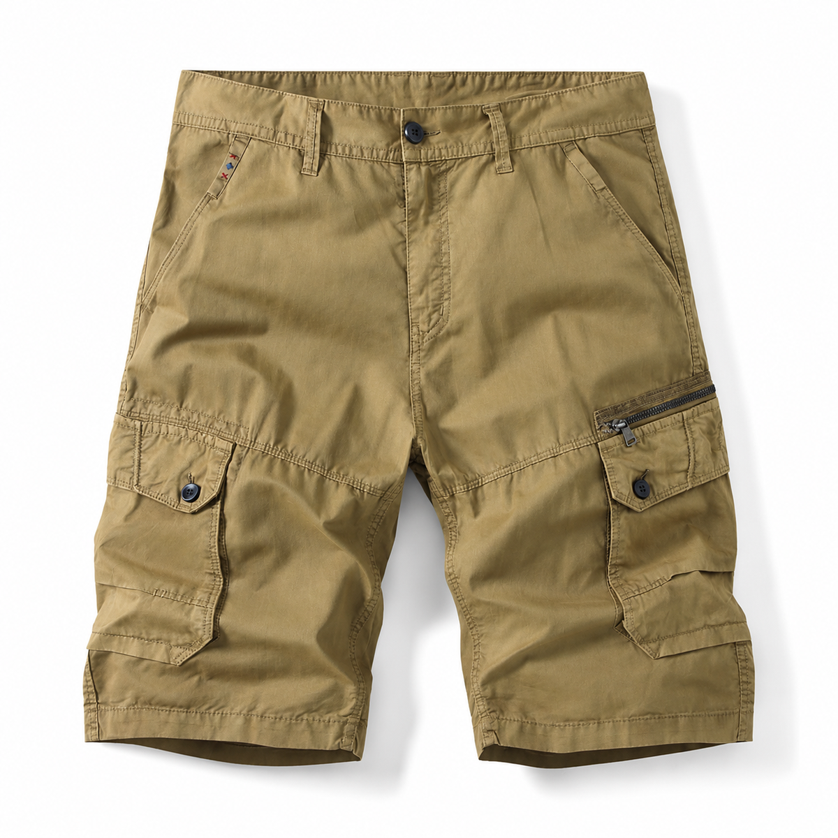 Men's cotton long cargo shorts – detail view