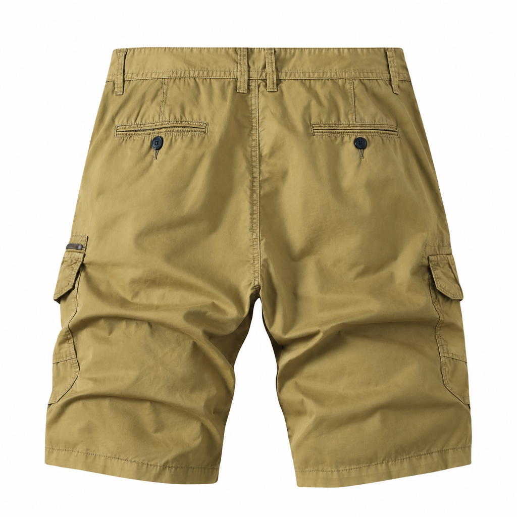 Men's Cotton Below-Knee Cargo Shorts with Zip Pockets