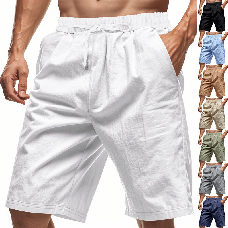 Men's cotton-blend knee-length Bermuda shorts with drawstring waist