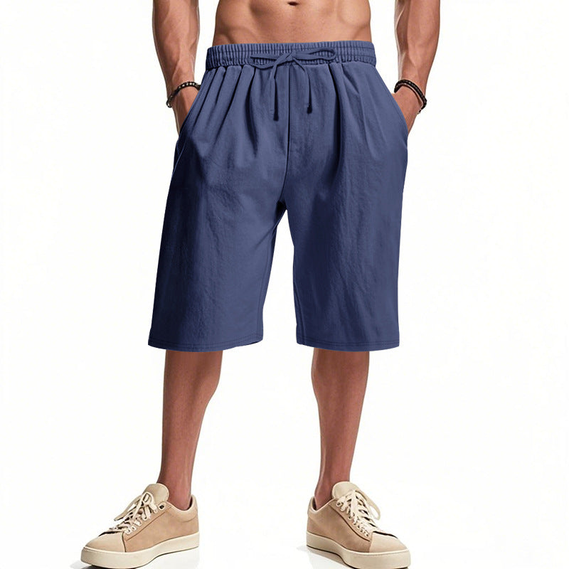Men's Cotton-Blend Bermuda Shorts with Drawstring Waist