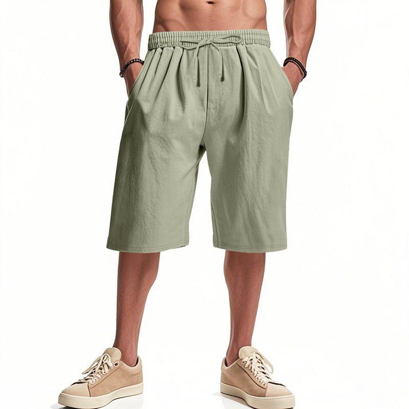 Men's Cotton-Blend Bermuda Shorts with Drawstring Waist