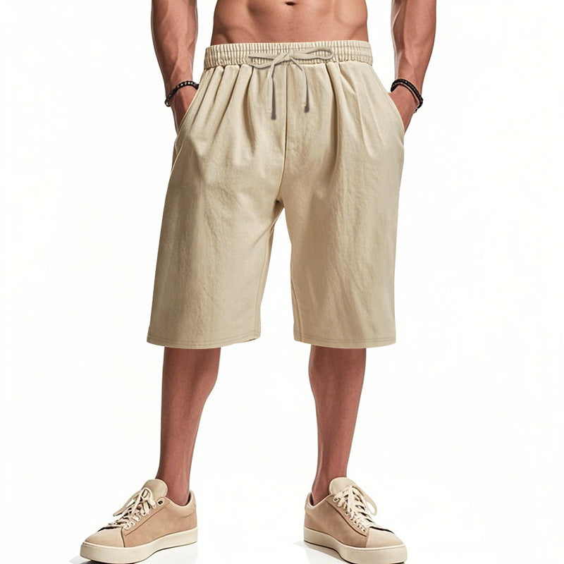 Men's Cotton-Blend Bermuda Shorts with Drawstring Waist