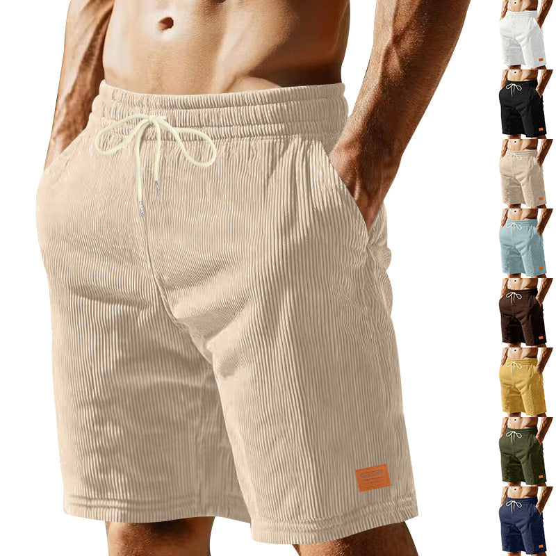 Men's cotton-blend knee-length Bermuda shorts with drawstring waist