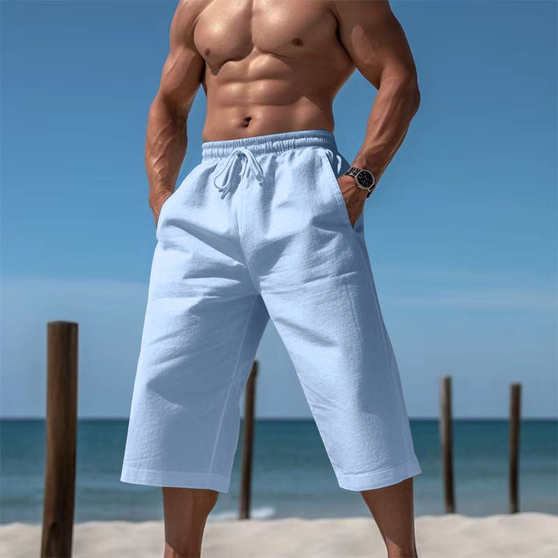 Men's cotton-linen Bermuda shorts – alternate view