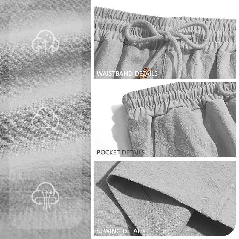 Men's cotton-linen Bermuda shorts with button placket – colour option