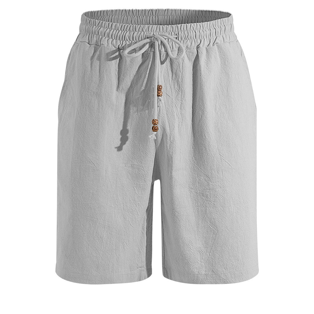 Men's cotton-linen Bermuda shorts with button placket – colour option