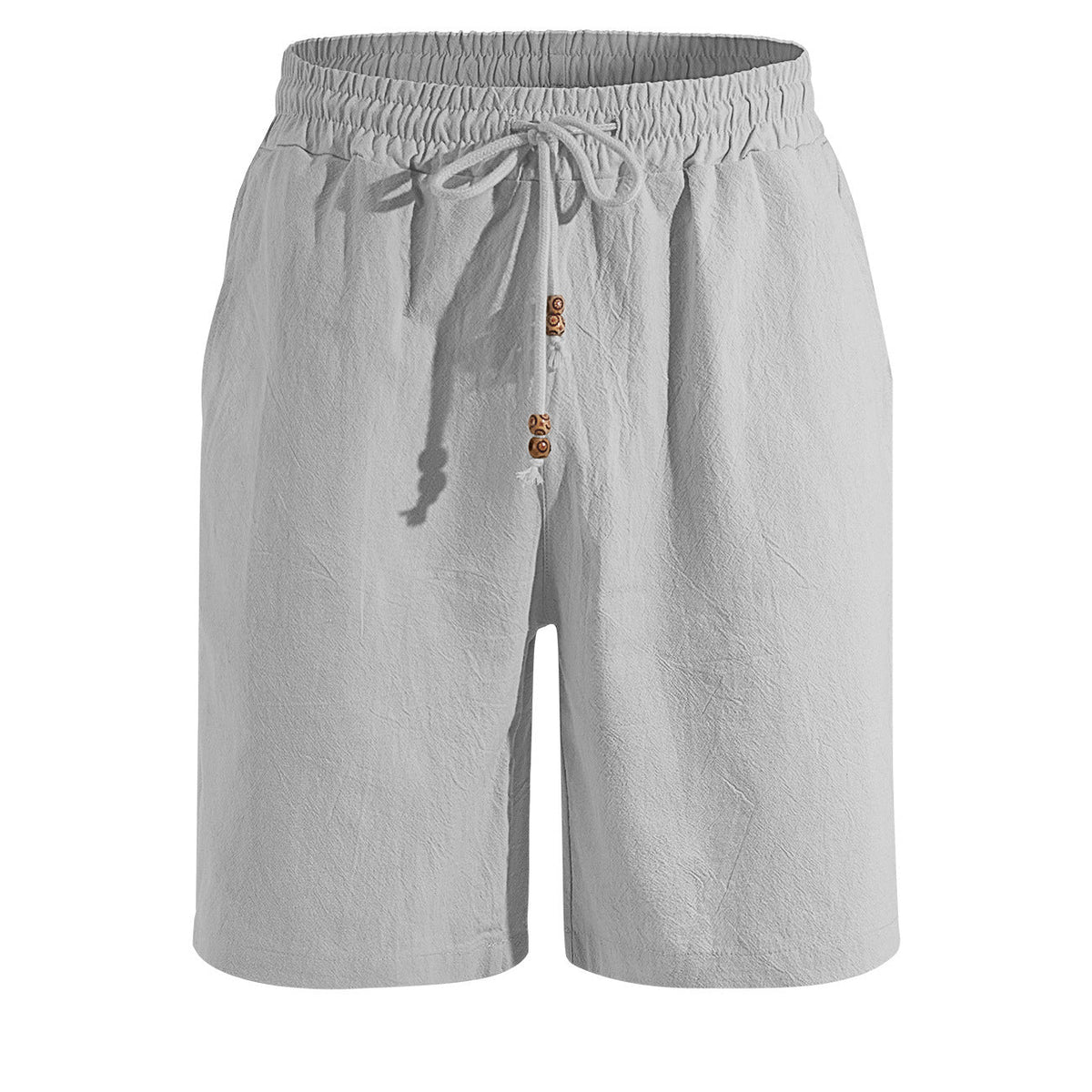 Men's cotton-linen Bermuda shorts with button placket – colour option