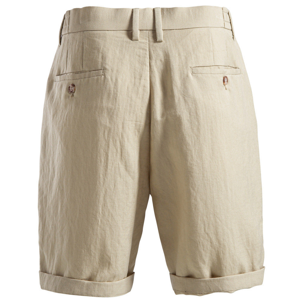 Men's cotton-linen pleated shorts – alternate view