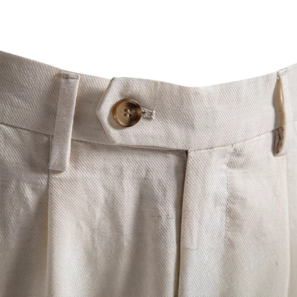 Men's cotton-linen pleated shorts – alternate view