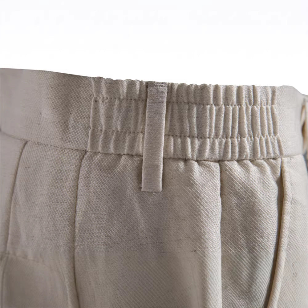 Men's cotton-linen pleated shorts – alternate view