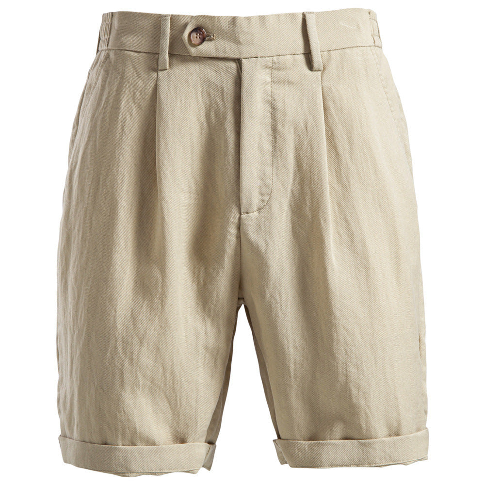 Men's cotton-linen pleated shorts – alternate view