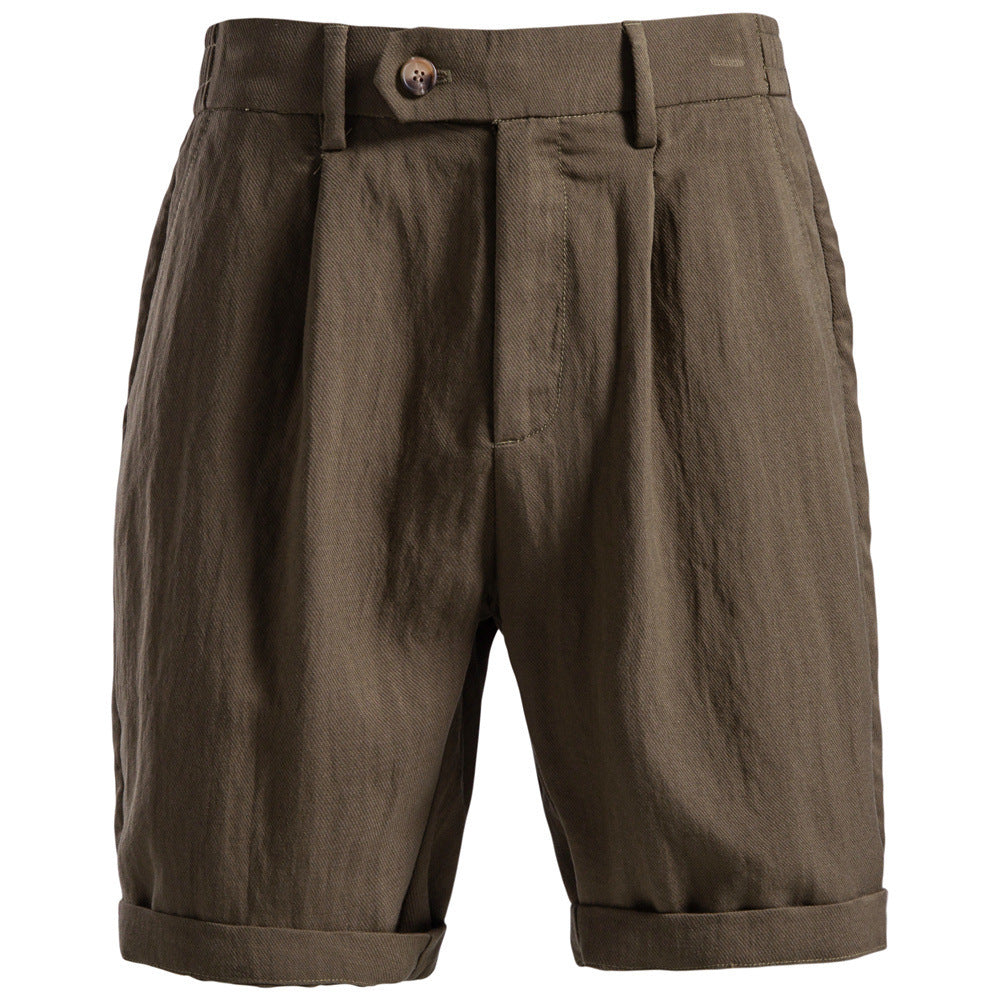 Men's cotton-linen pleated shorts – alternate view