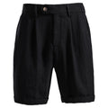 Men's Cotton-Linen Blend Pleated Shorts with Turn-Up Hem