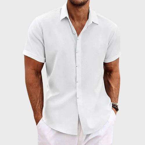 Men's cotton-linen short-sleeve shirt – colour option