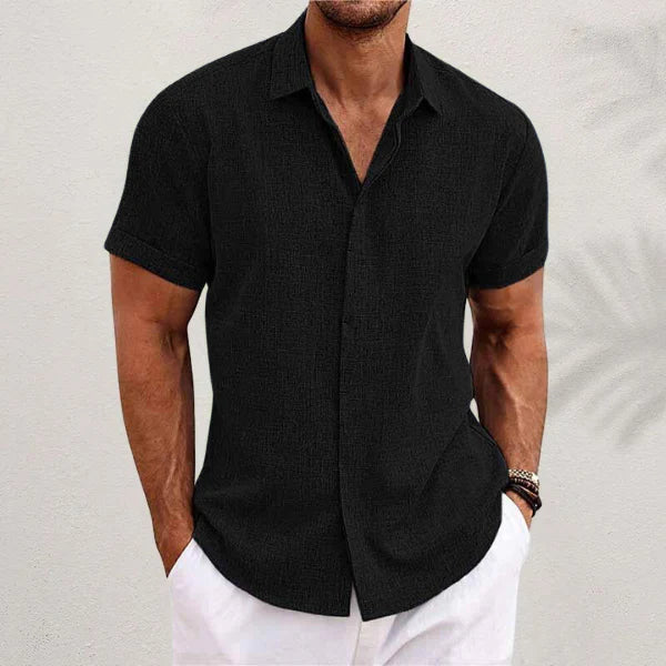 Men's cotton-linen short-sleeve shirt – colour option