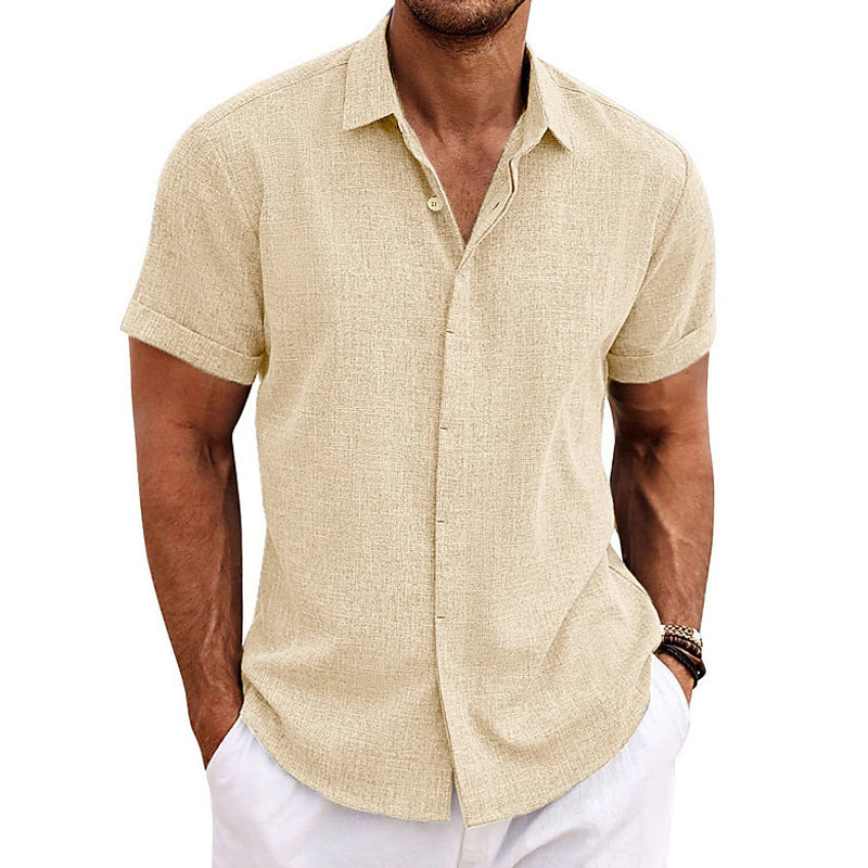 Men's cotton-linen short-sleeve shirt – colour option