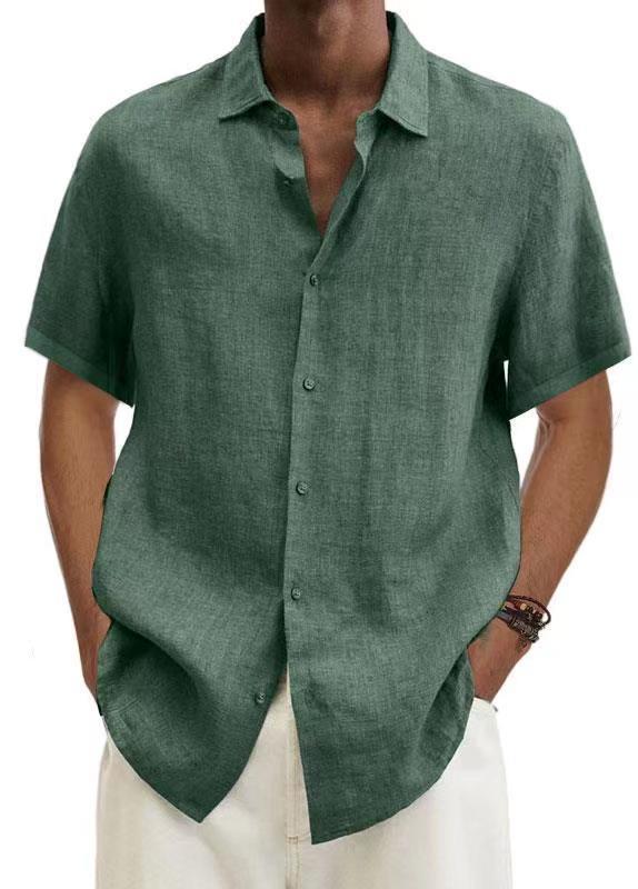 Men's cotton-linen short-sleeve shirt – colour option