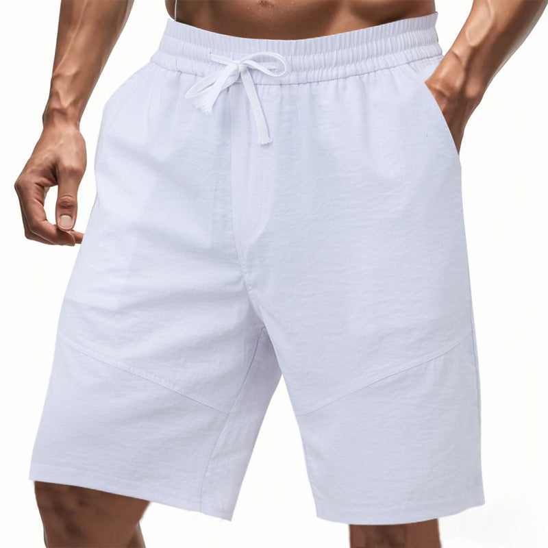 Men's cotton-linen drawstring shorts – colour option
