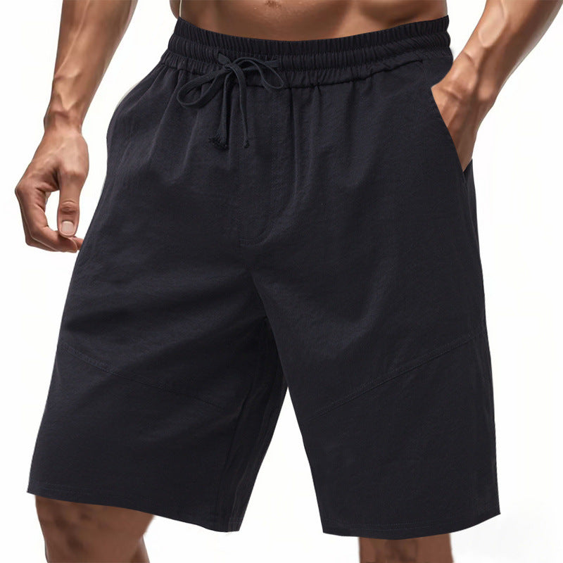 Men's cotton-linen drawstring shorts – colour option