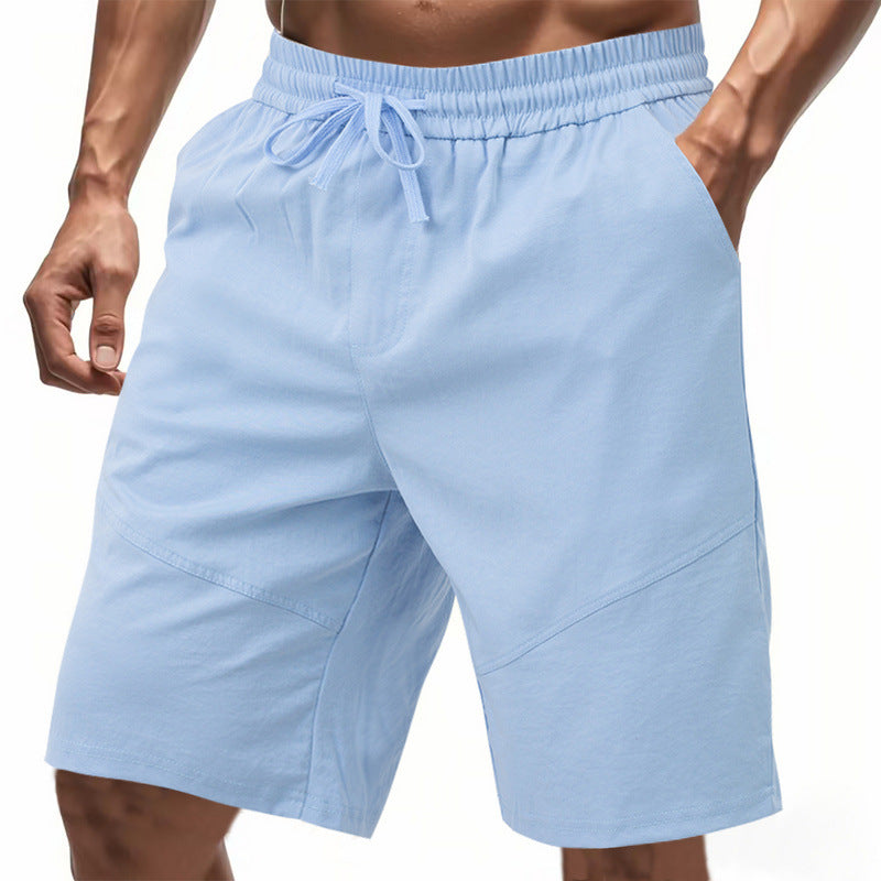 Men's cotton-linen drawstring shorts – colour option