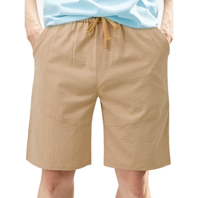 Men's cotton-linen drawstring shorts – detail view