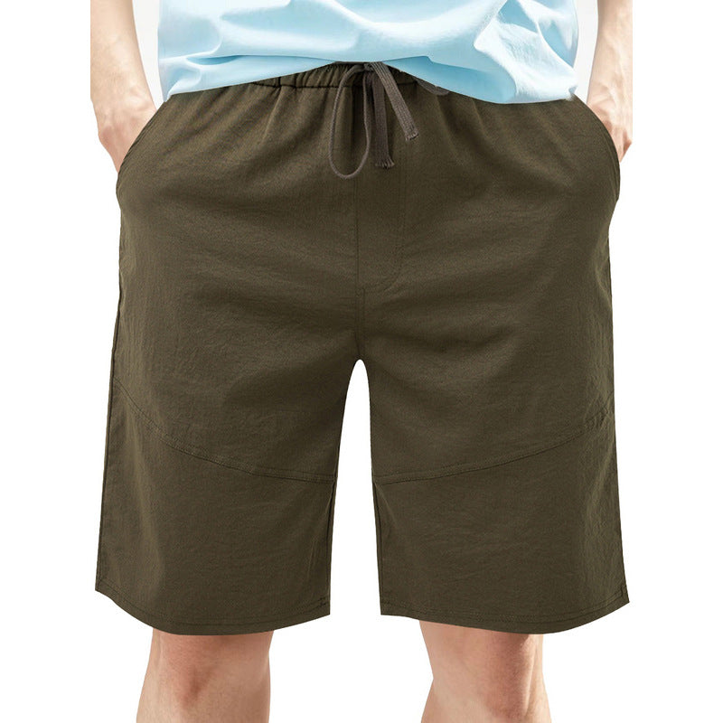 Men's Cotton-Linen Blend Straight Leg Drawstring Shorts