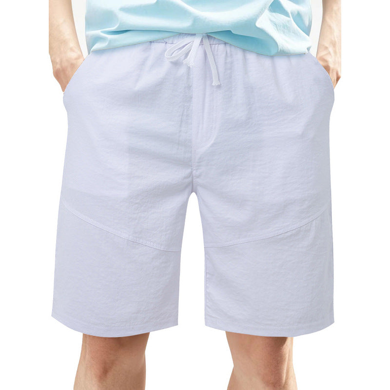Men's Cotton-Linen Blend Straight Leg Drawstring Shorts