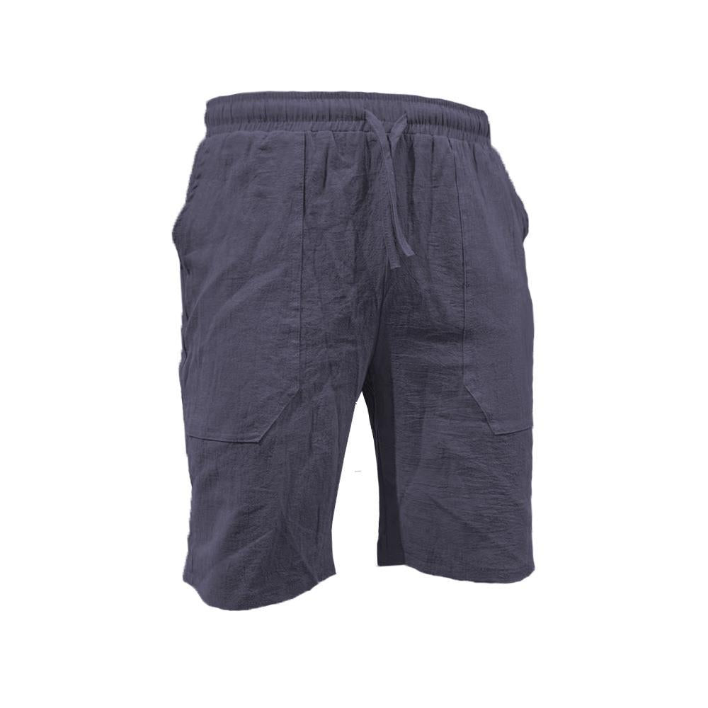 Men's Crinkle Cotton-Linen Blend Bermuda Shorts with Patch Pockets