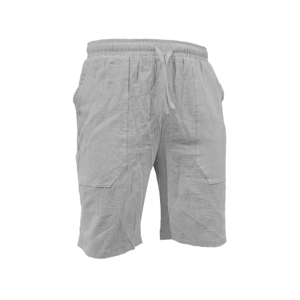 Men's Crinkle Cotton-Linen Blend Bermuda Shorts with Patch Pockets