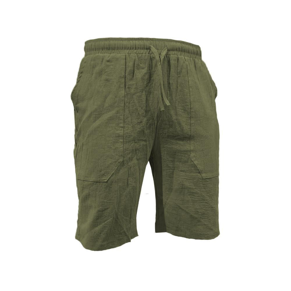 Men's Crinkle Cotton-Linen Blend Bermuda Shorts with Patch Pockets