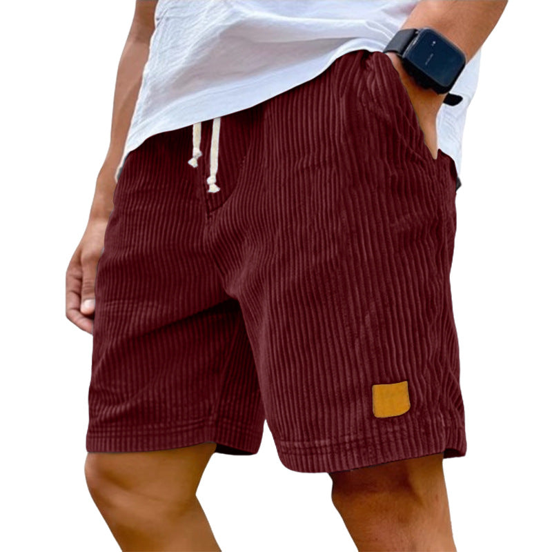 Men's Fine Corduroy Knee-Length Drawstring Shorts