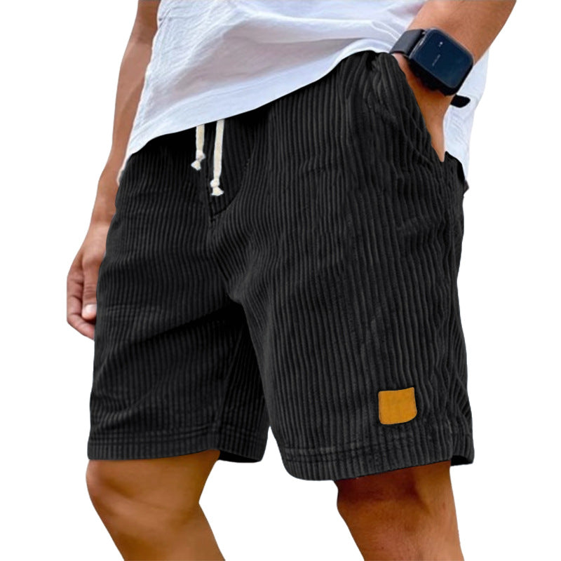 Men's Fine Corduroy Knee-Length Drawstring Shorts
