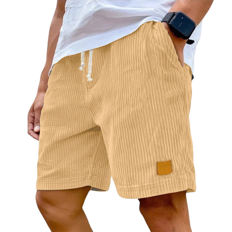 Men's Fine Corduroy Knee-Length Drawstring Shorts