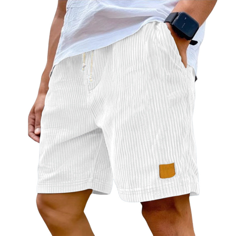 Men's Fine Corduroy Knee-Length Drawstring Shorts