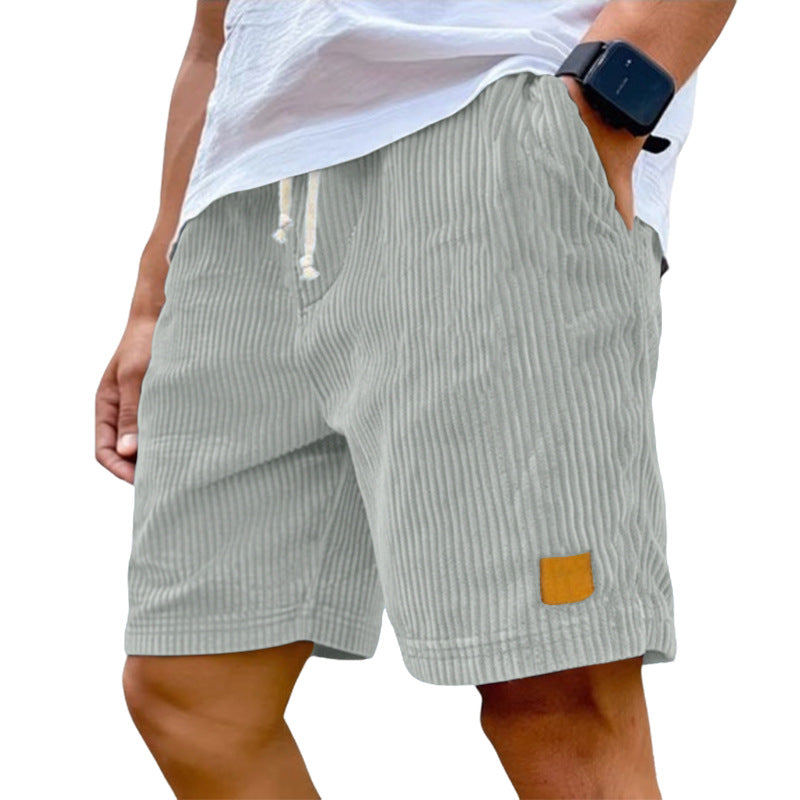 Men's Fine Corduroy Knee-Length Drawstring Shorts