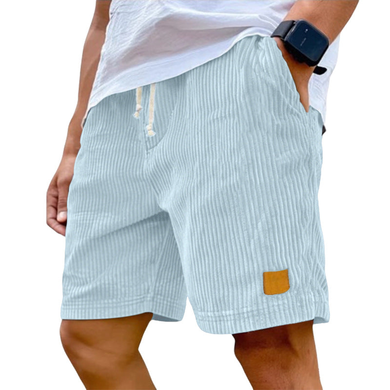 Men's Fine Corduroy Knee-Length Drawstring Shorts