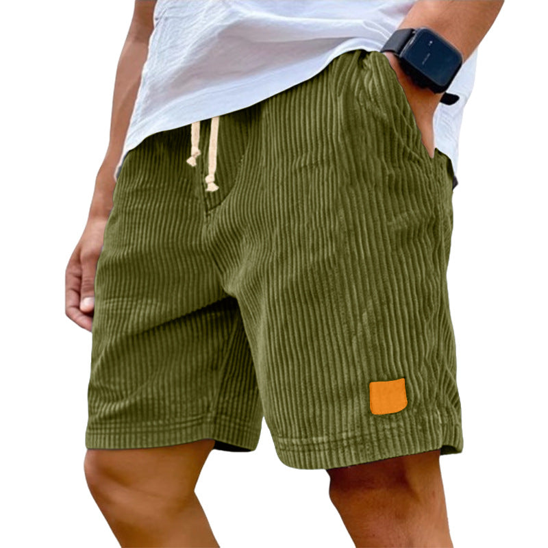 Men's Fine Corduroy Knee-Length Drawstring Shorts