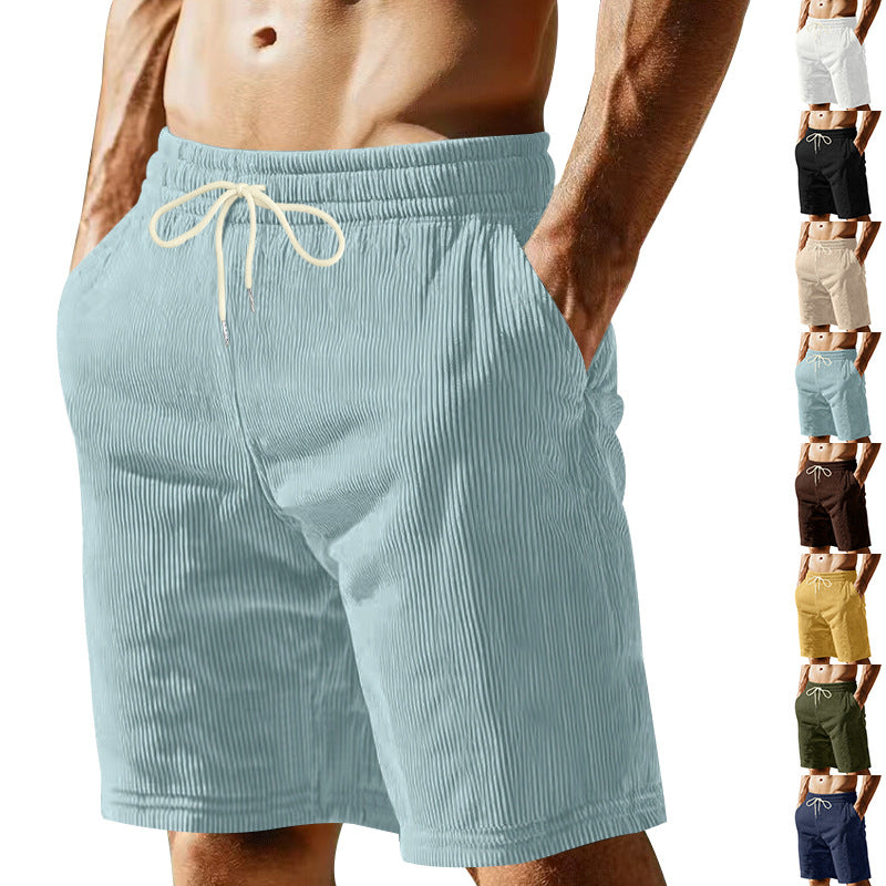 Men's fine rib texture knee-length Bermuda shorts