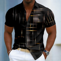 Men's geometric print short-sleeve button-up shirt