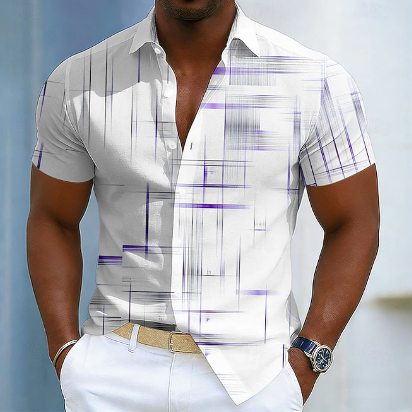 Men's geometric print shirt – colour option