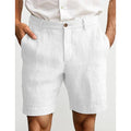 Men's linen-look tailored shorts with button closure