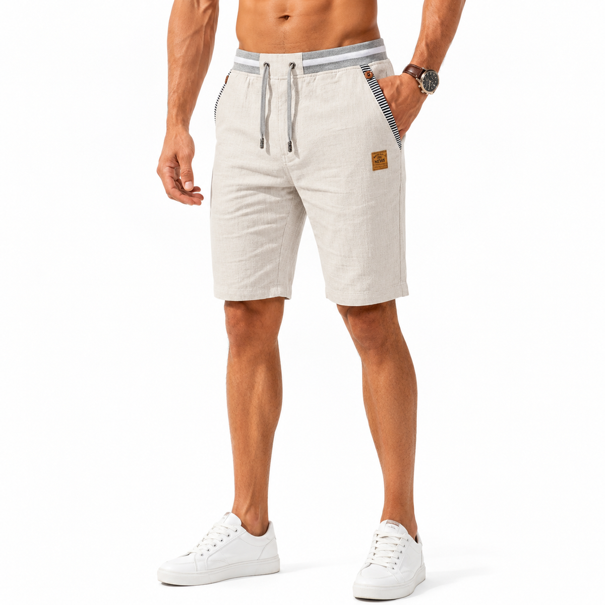 Men's linen-look beach shorts – colour option