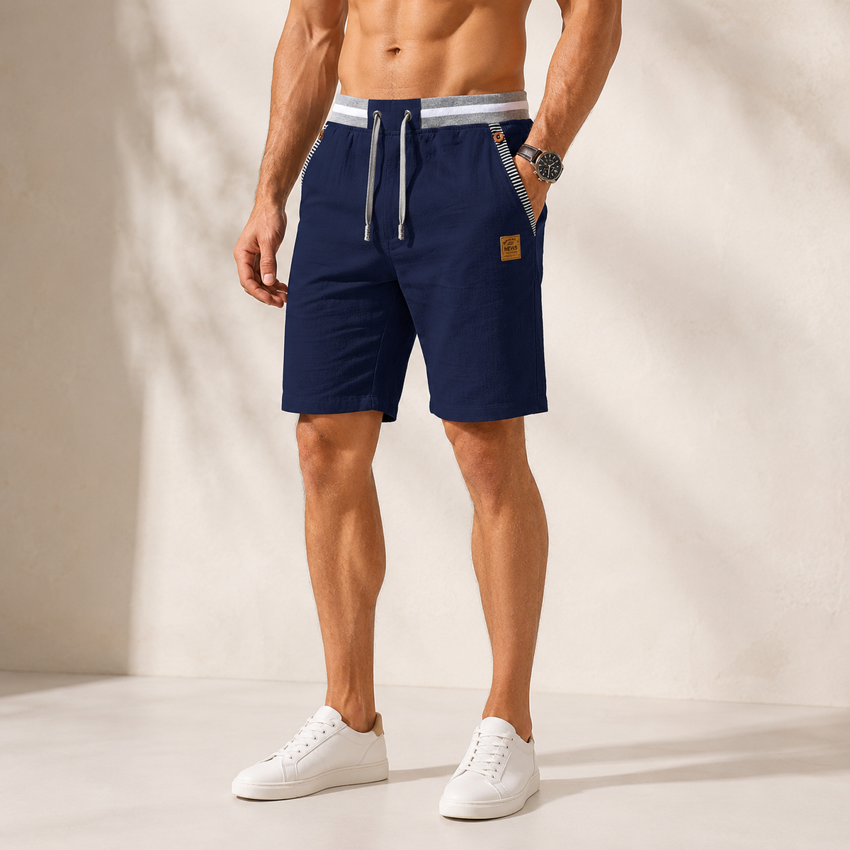 Men's linen-look beach shorts – colour option