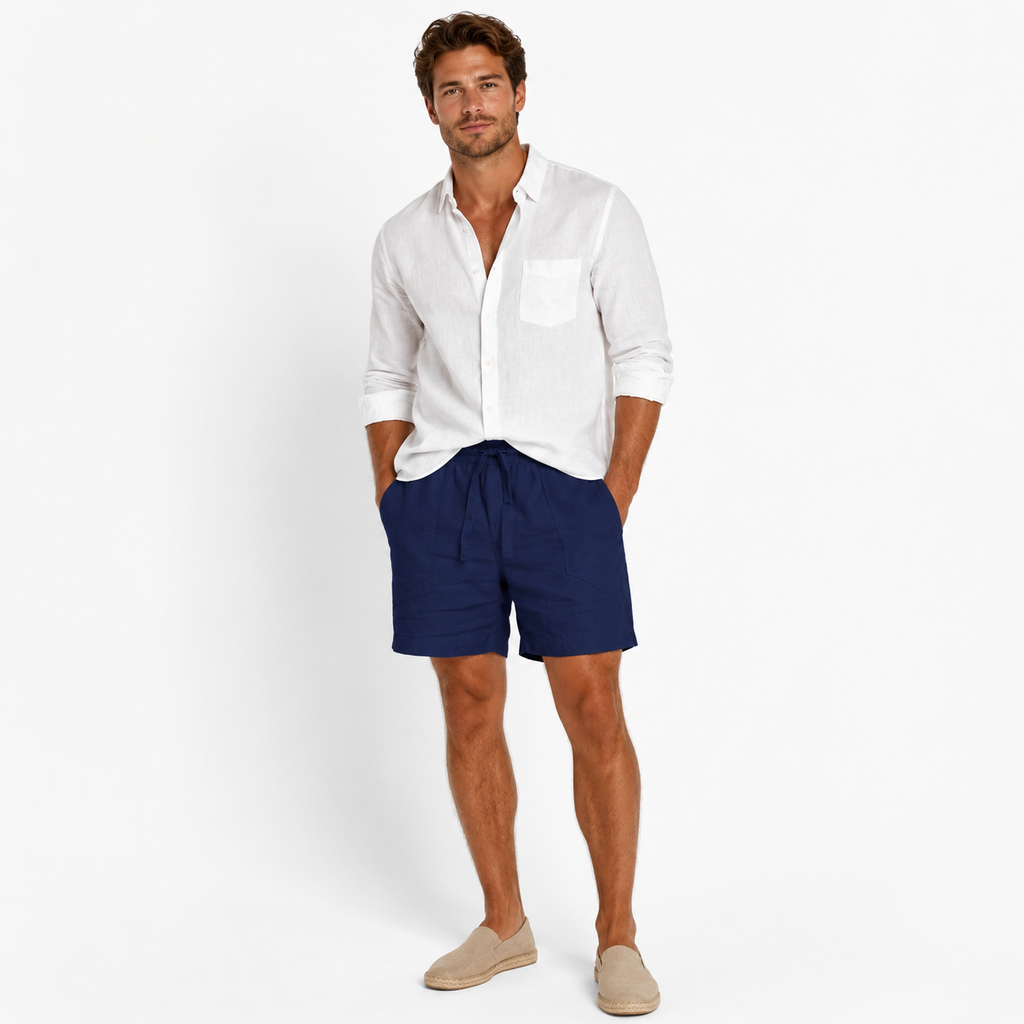 Men's cotton-blend drawstring shorts 2-pack with straight leg